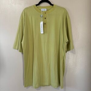 Vintage deadstock Paolo Valenzi made in Italy cotton avocado green henley tshirt